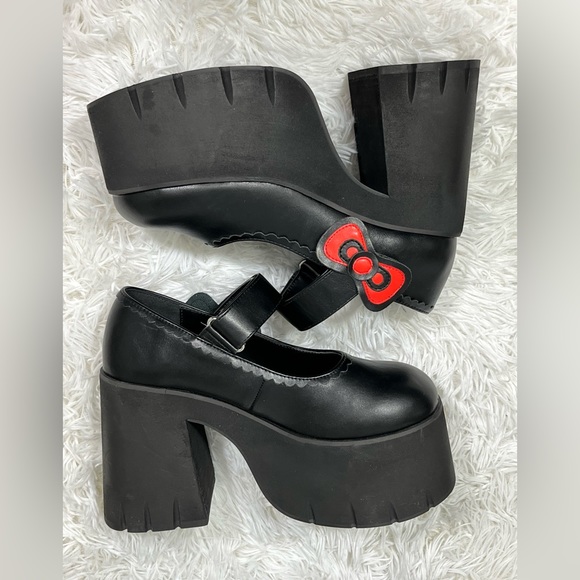 DOLLS KILL x HELLO KITTY Precious Present Faux Leather Platform Mary Janes Black - Picture 8 of 16